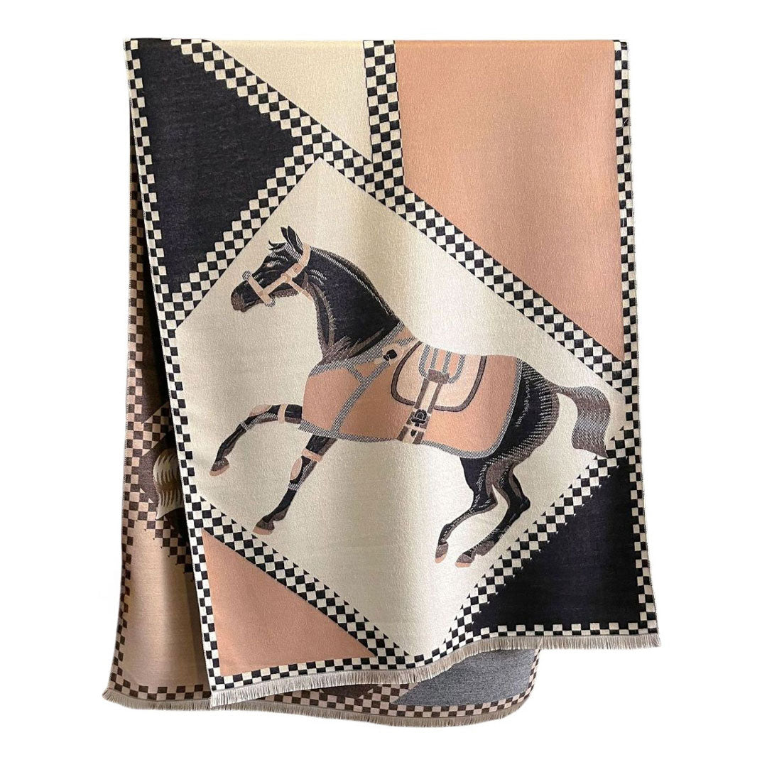 AWST Int'l Horses in Blankets Acrylic Cashmere Scarf