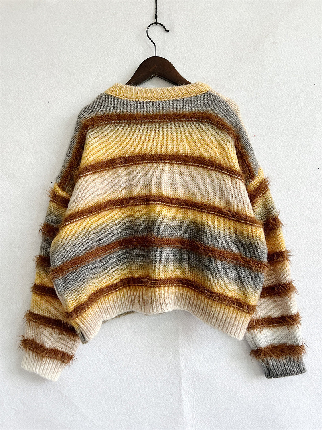 Striped Round Neck Long Sleeve Sweater choice of colors