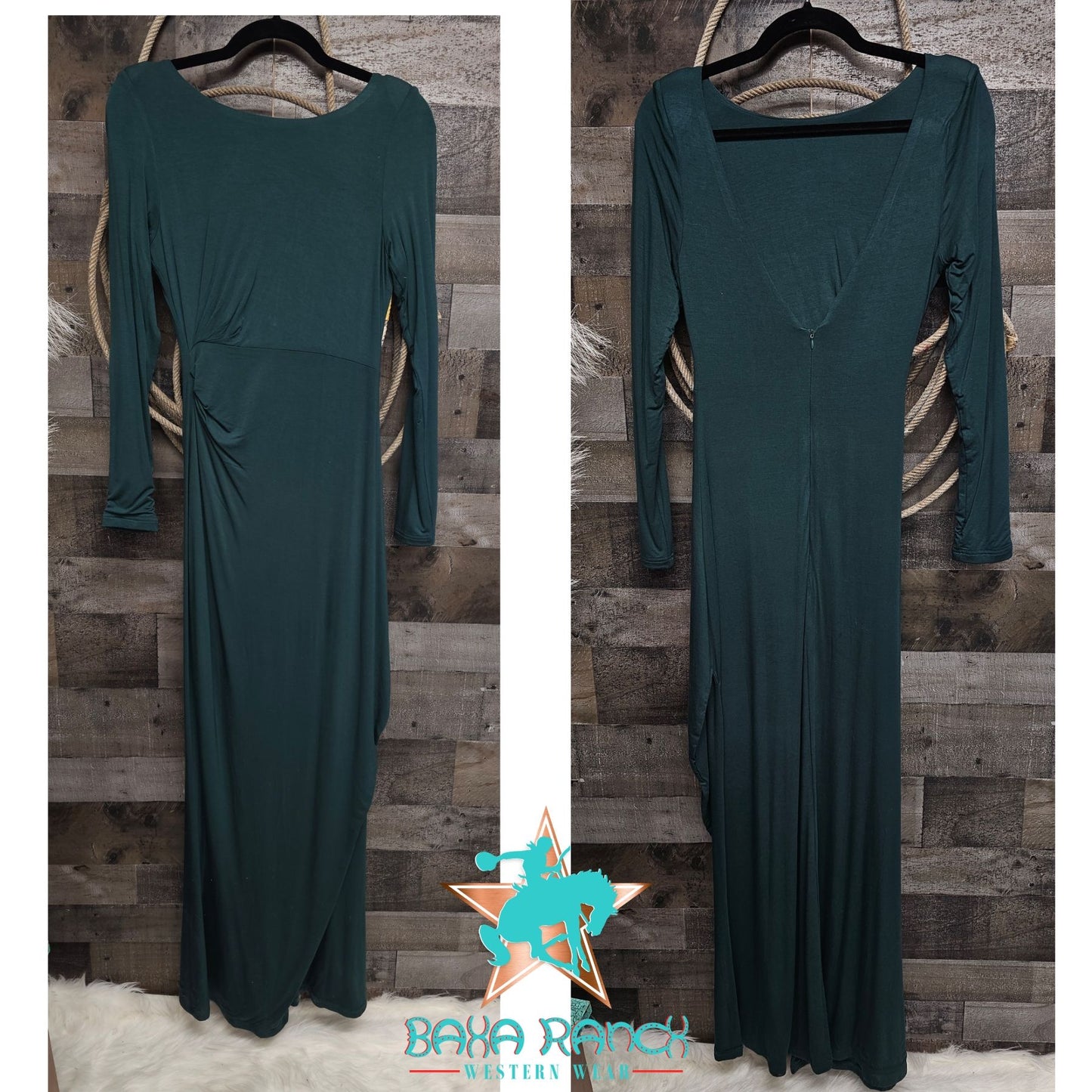 Green jersey maxi dress size LARGE