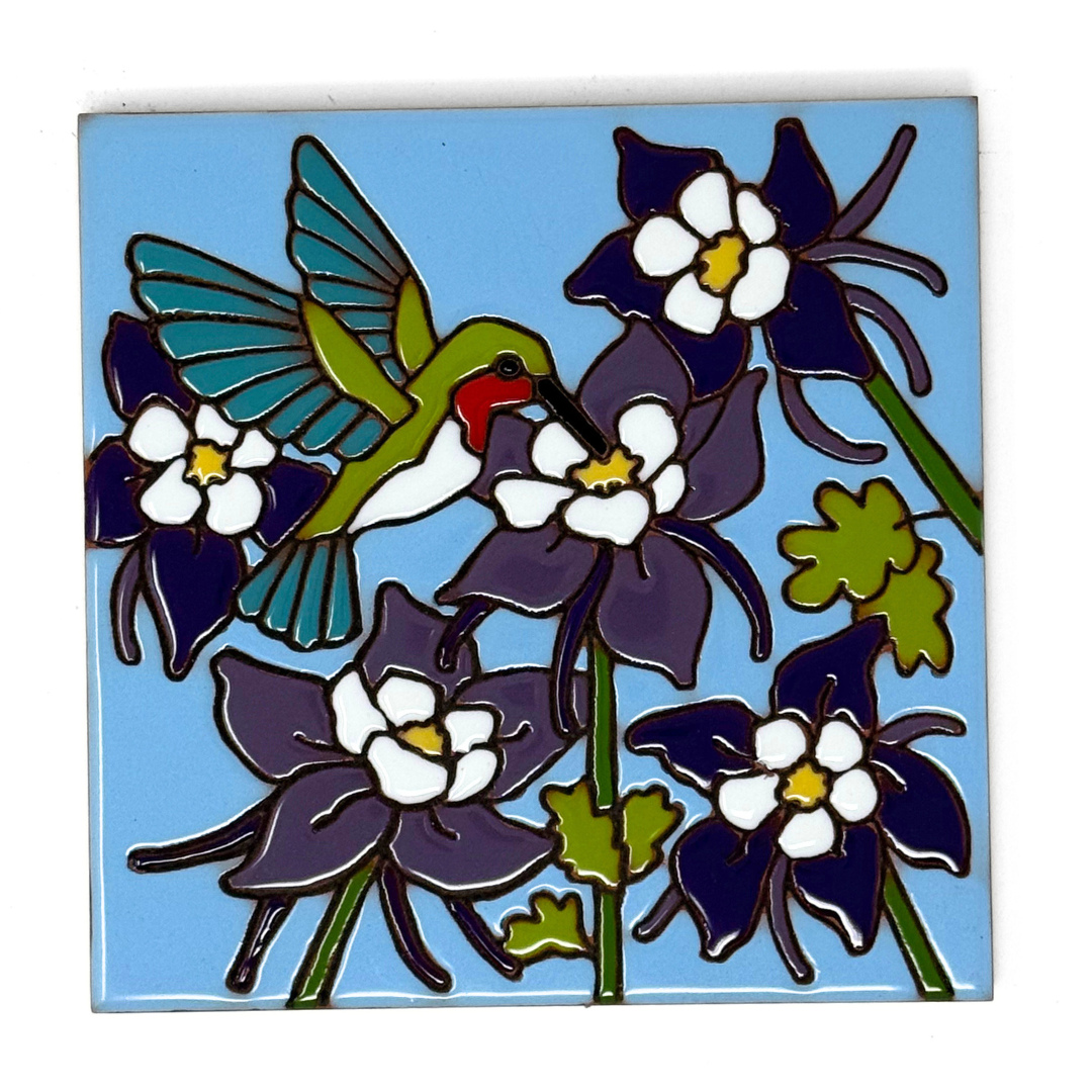 Hummingbird and Columbines Tile