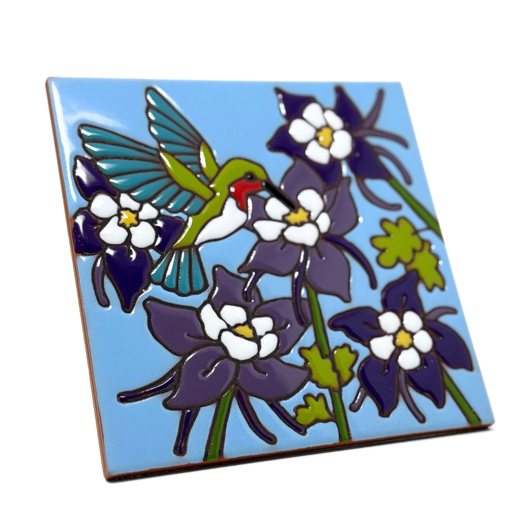 Hummingbird and Columbines Tile