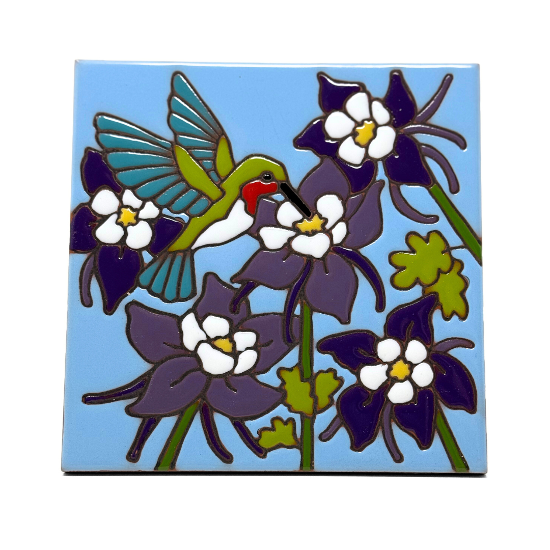 Hummingbird and Columbines Tile