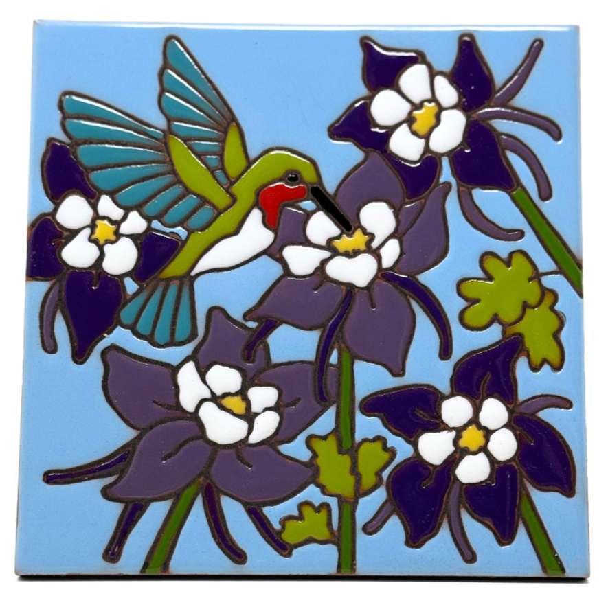 Hummingbird and Columbines Tile