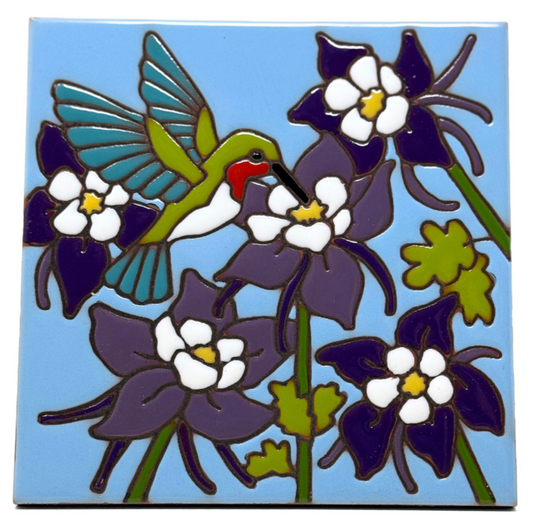 Hummingbird and Columbines Tile
