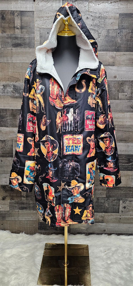 SAMPLE SALE Vintage cowboy print jacket size LARGE unisex fit