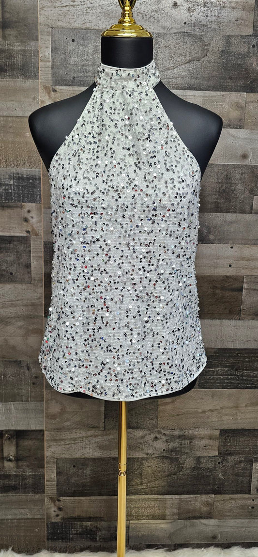 Medium White sequin halter top