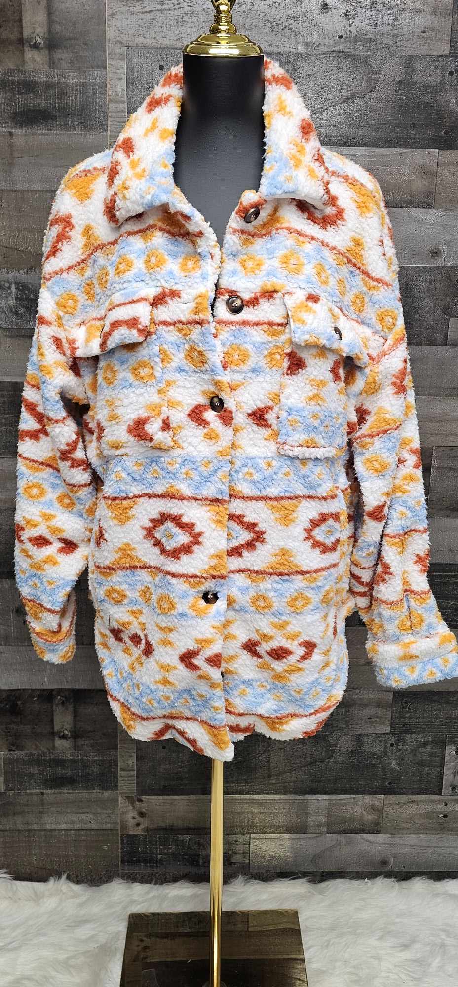 Sherpa Aztec Shacket size Small