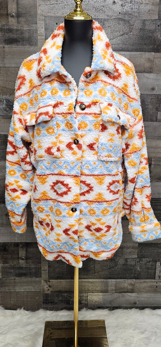 Sherpa Aztec Shacket size Small