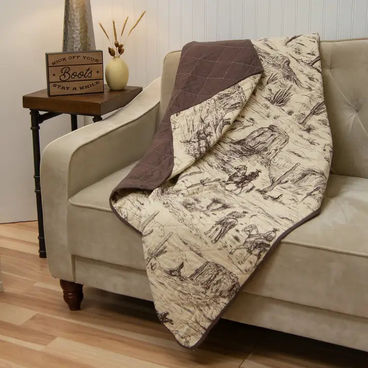 Hey There Cowboy Quilted Throw Blanket