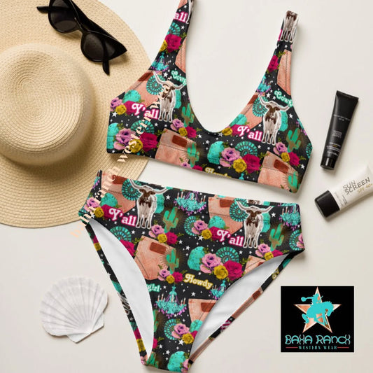 Yeehaw Western Collage Bikini Small
