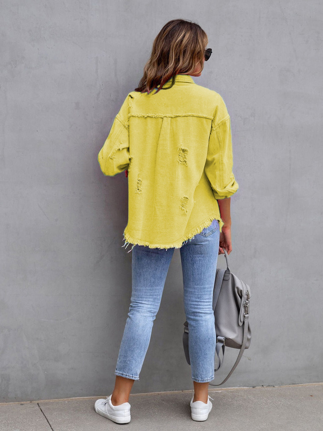 Distressed Drop Shoulder Denim Jacket choice of colors