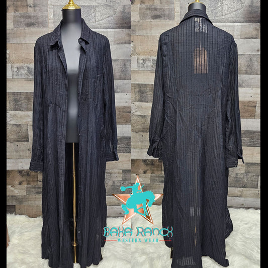 Listicle Long Black Duster/Dress size Large