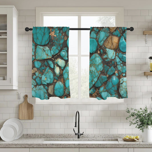 Turquoise Window Curtains 28"x40" (2-Piece) Made in America