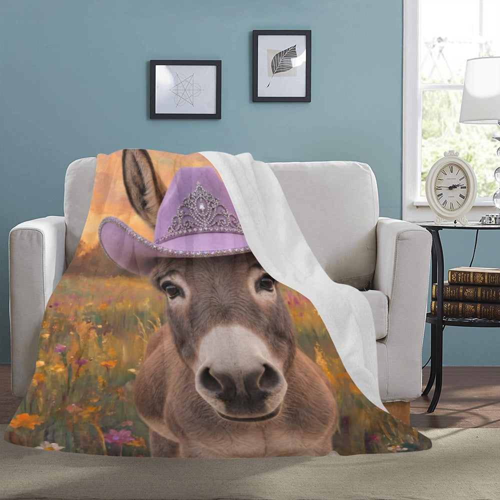 Rhinestone Cowgirl Donkey Ultra Soft Minky Fleece Throw Blanket 60" x 80" Made in America