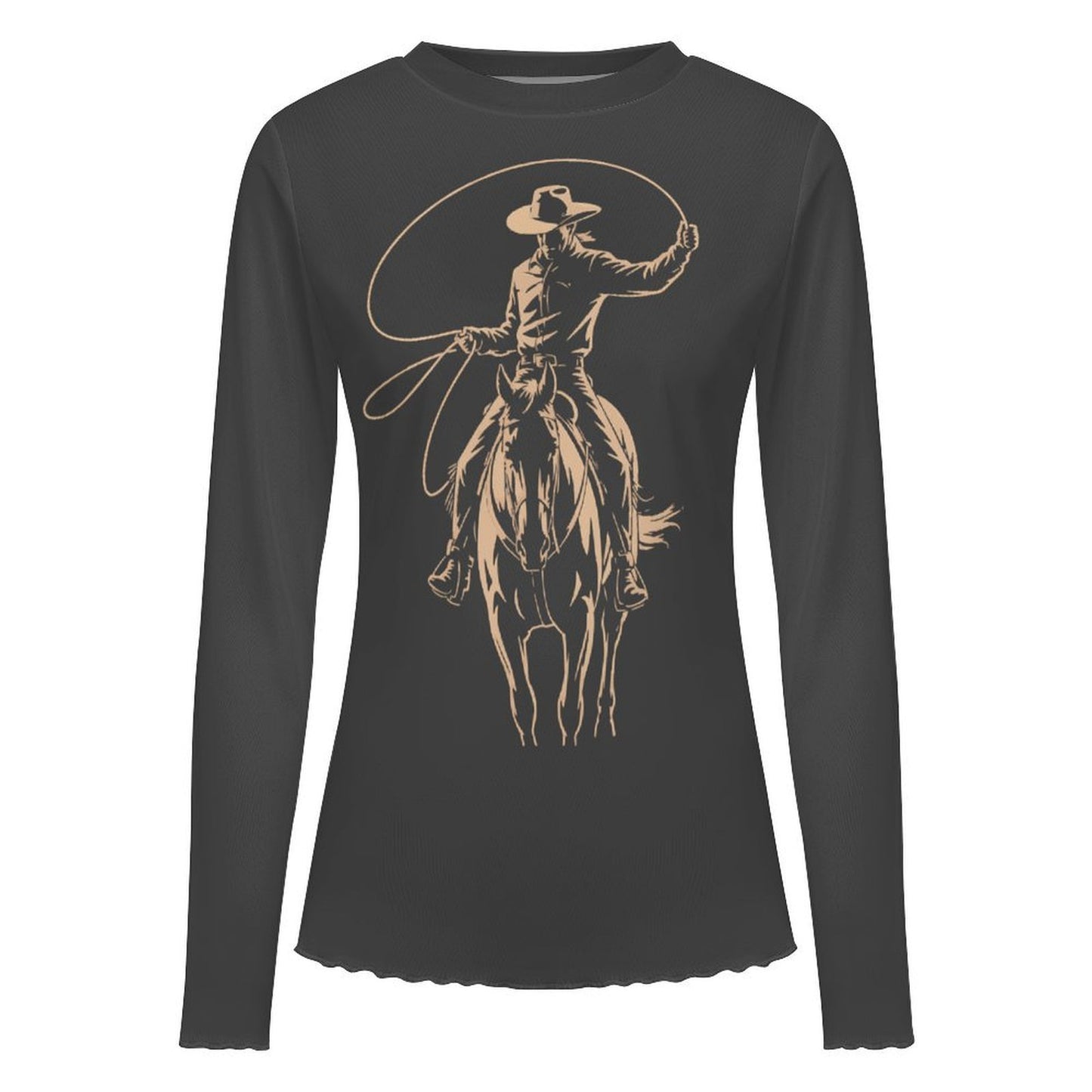 Baha Ranch Roping Cowboy Long Sleeve Mesh Top