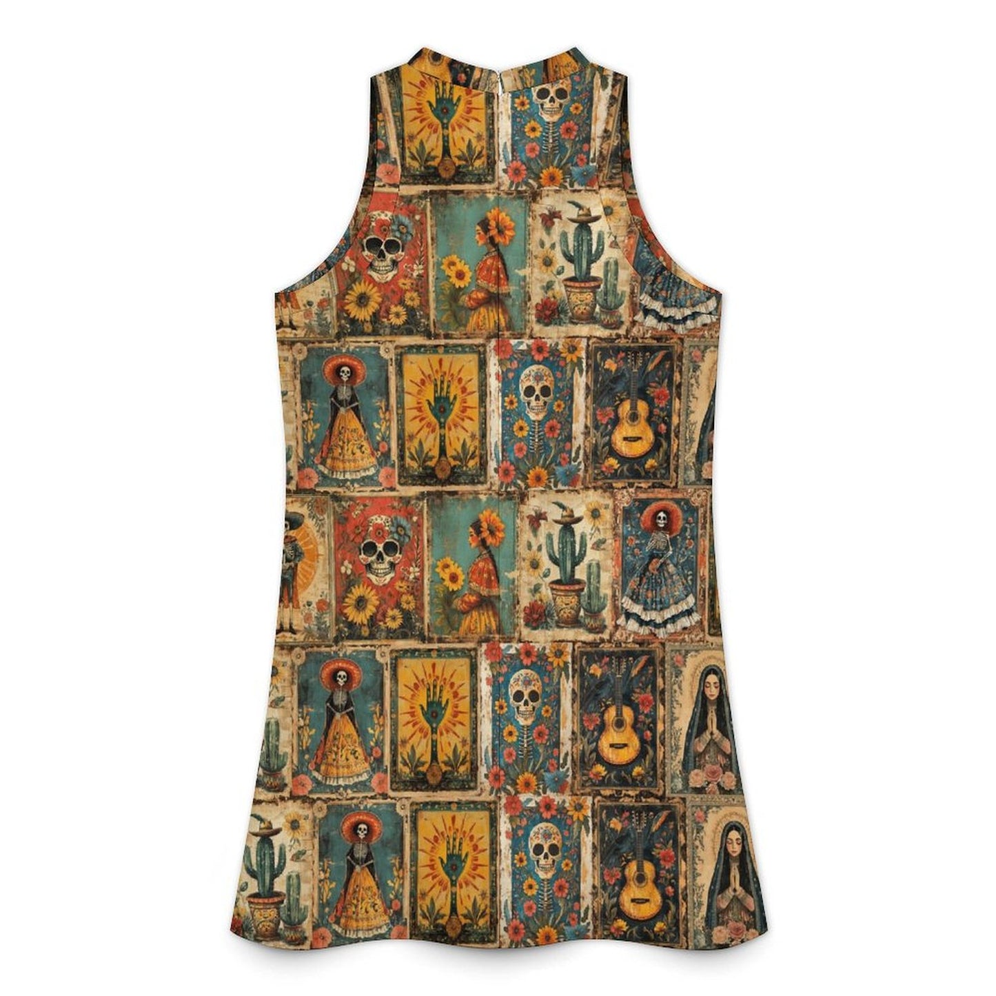 Baha Ranch Colores De Mexico Dia de los Muertes Sleeveless Mini Dress