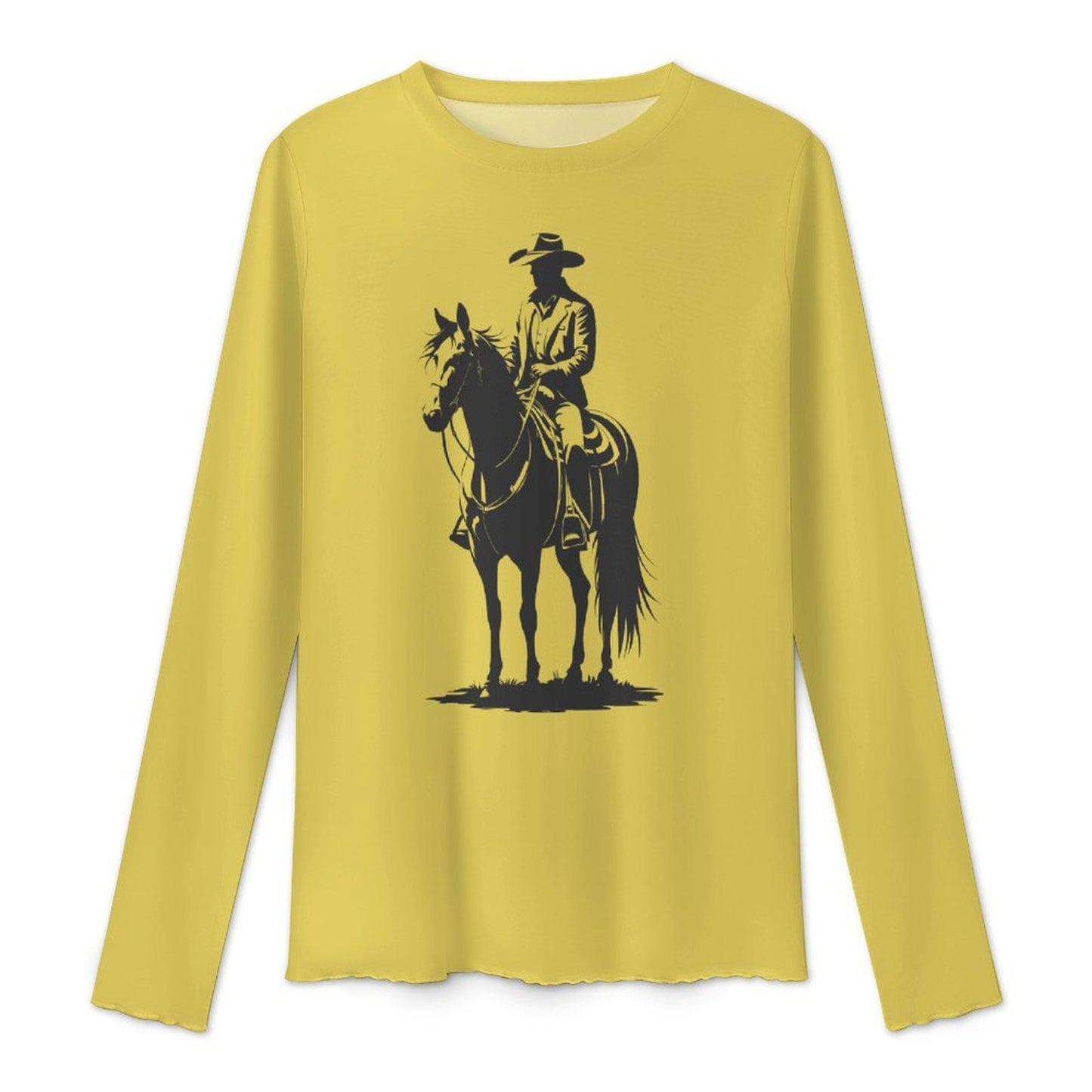 Baha Ranch Cowboy Western Long Sleeve Mesh Top