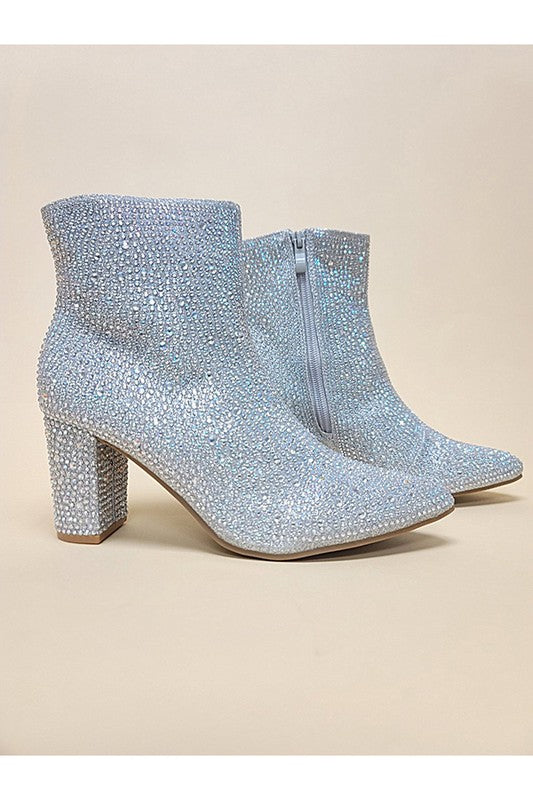 Glam it up Rhinestone bootiess. CHAMPAGNE OR SILVER