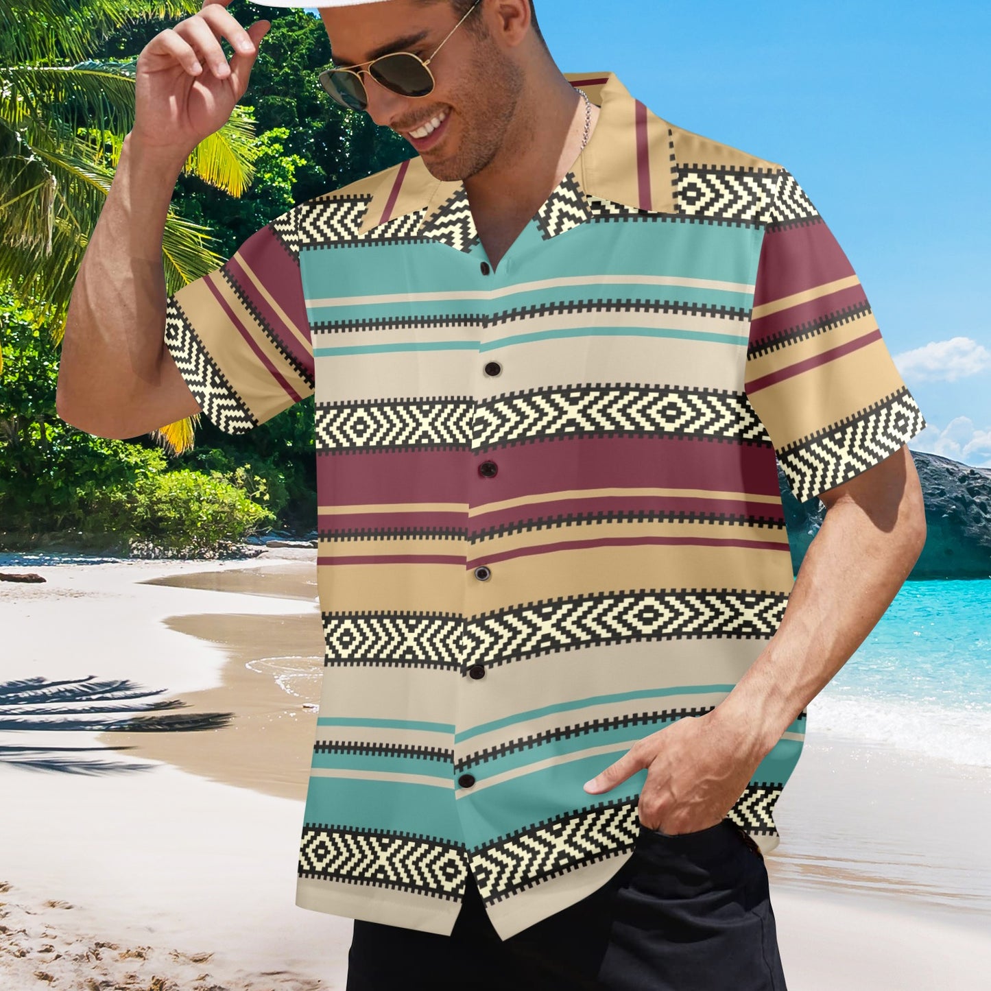 Baha Ranch Southwest Serape Hawaiian Shirt Made in America