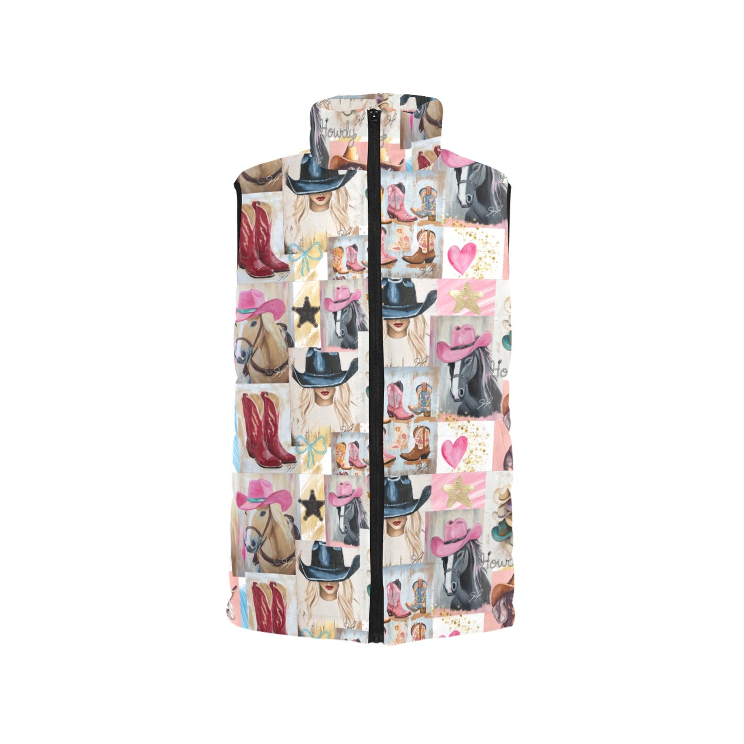 Danilo Painted Cowgirl Collage Puffy Vest