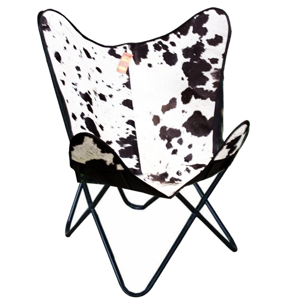 HILASON Genuine Leather Butterfly Chair Folding Lounge Modern Sling Accent Seat