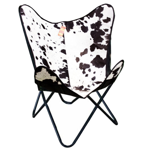 HILASON Genuine Leather Butterfly Chair Folding Lounge Modern Sling Accent Seat