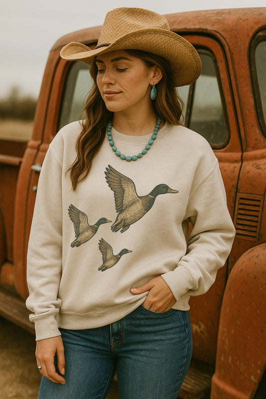 Vintage Mallard Ducks Flying Hunting Shirt – Graphic Tee, Long Sleeve & Crewneck