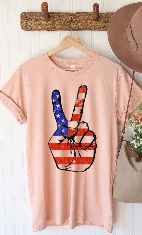 American Peace Sign Graphic Tee choice of colors