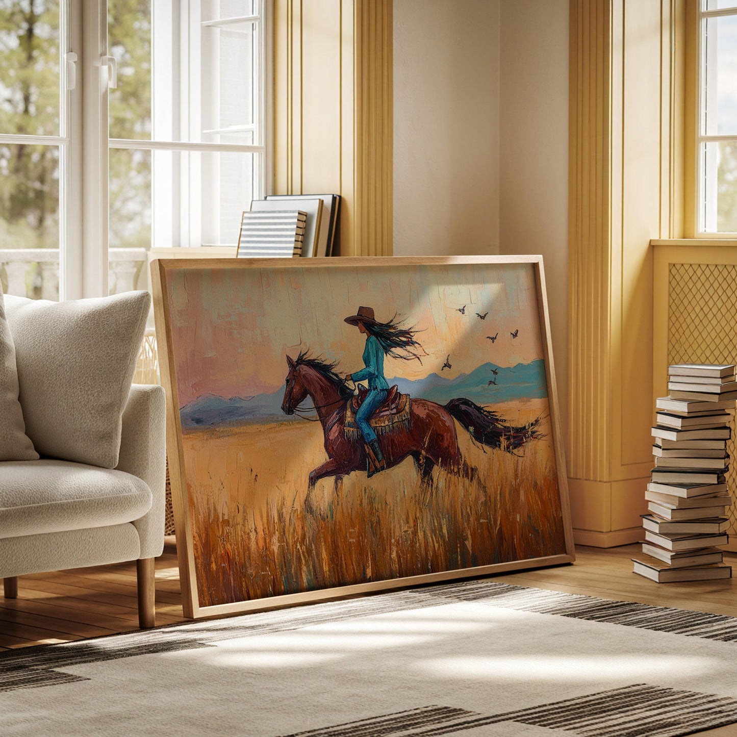 Cowgirl Ride at Sunset Plains