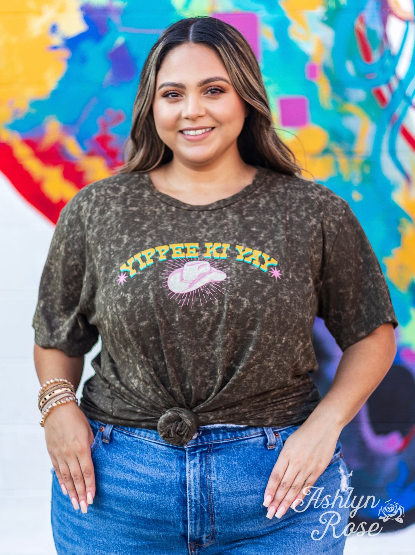 Yippee Ki Yay Short Sleeve Tie Dye Shirt, Green