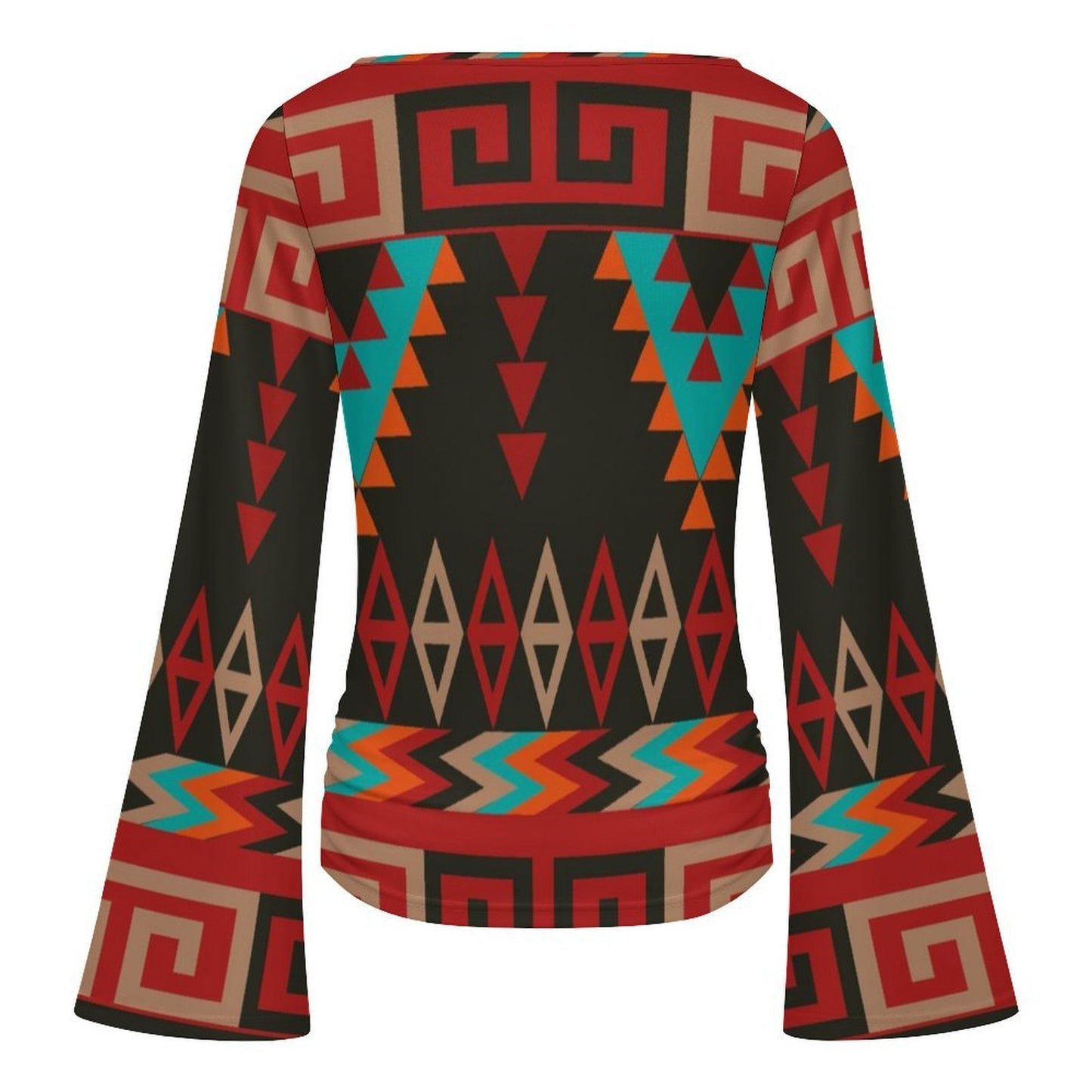 Baha Ranch Aztec Flare Sleeve Top