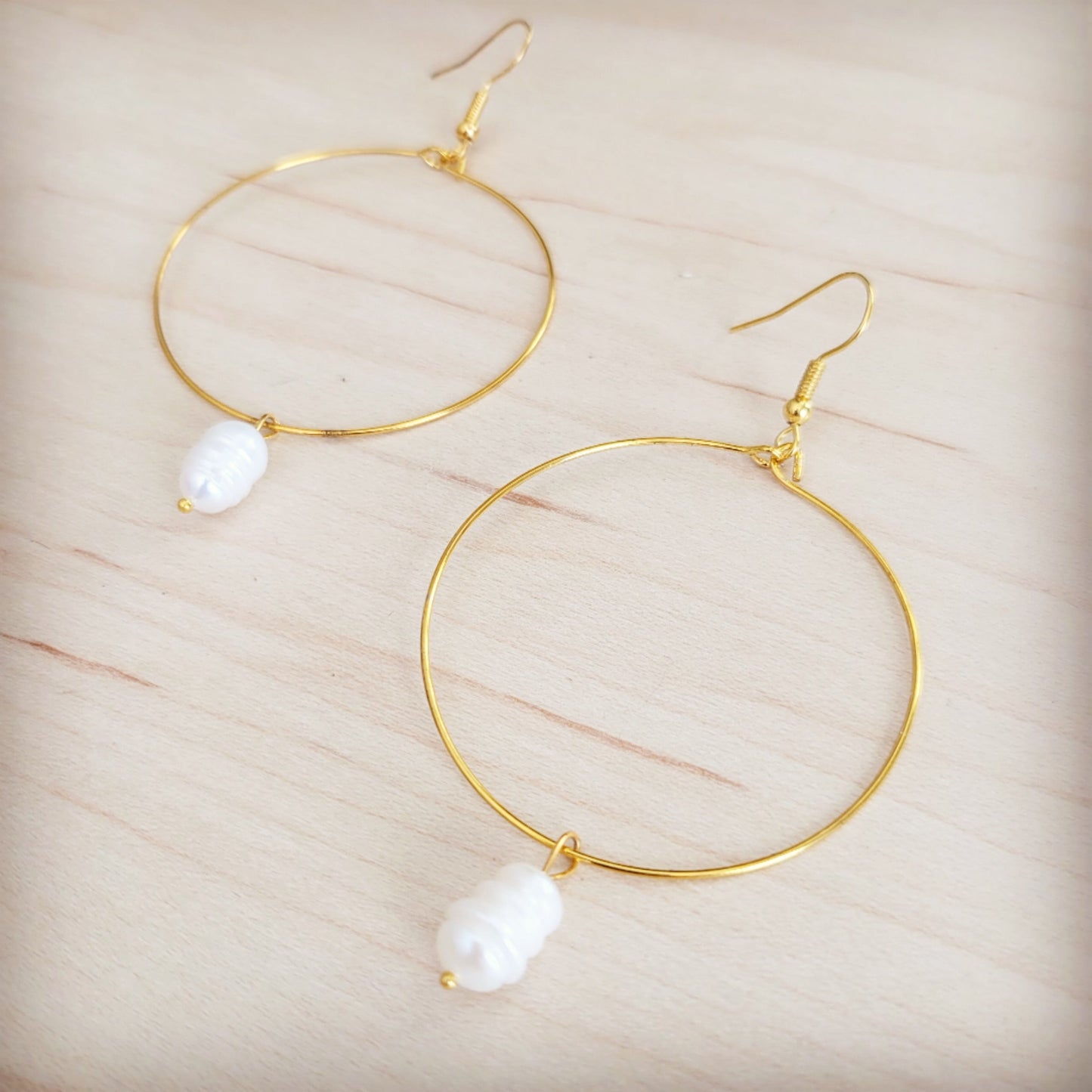 The Jewelry Junkie Beaded Hoop Earrings- Freshwater Pearl Dangle 200bf