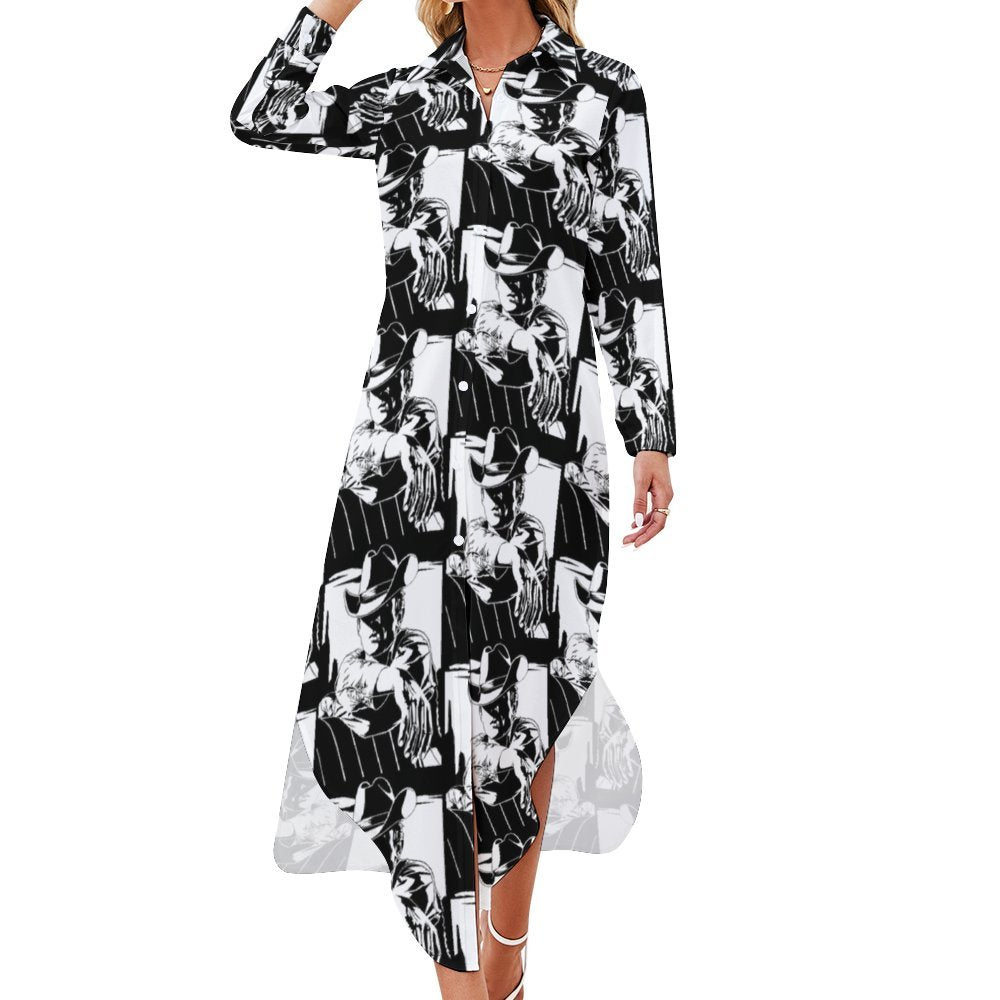 Black White Cowboy Western Duster Dress