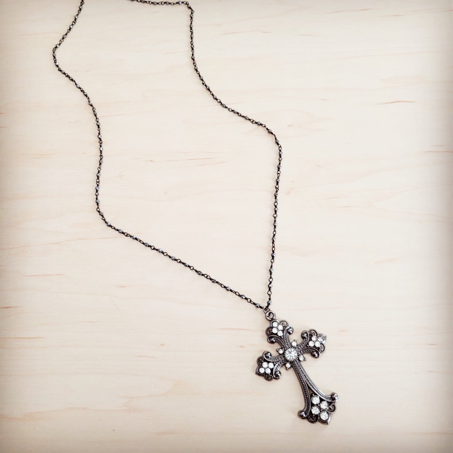 The Jewelry Junkie **Victorian Gilded Filigree Cross Necklace 257ly