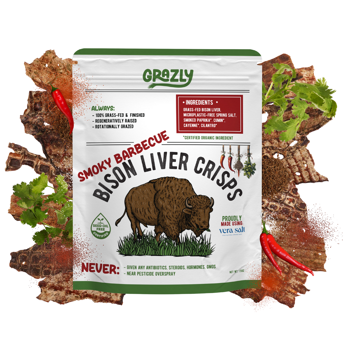 Grazly Bison Liver Crisps - 100% Grass-Fed/Finished