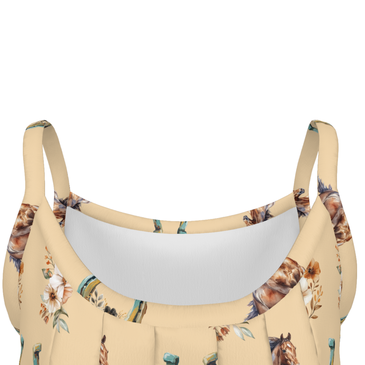 Baha Ranch Country Floral Gathered Tank Top with Straps