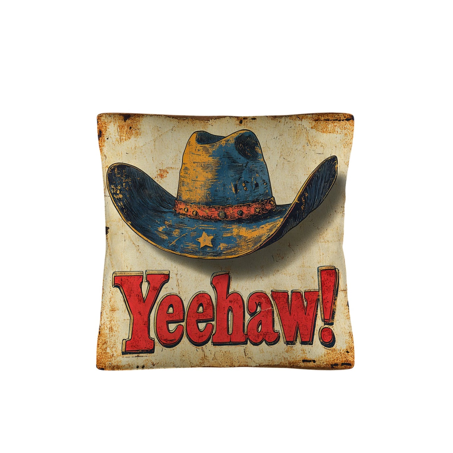 Vintage Western Yeehaw Throw Pillow Case 18 x 18 Made in America