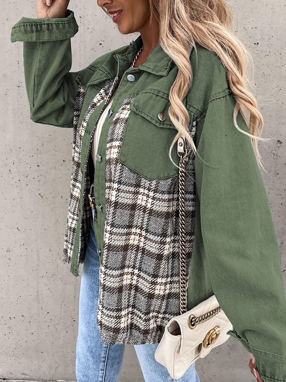 Plaid Button Up Dropped Shoulder Shacket Jacket Choice of colors