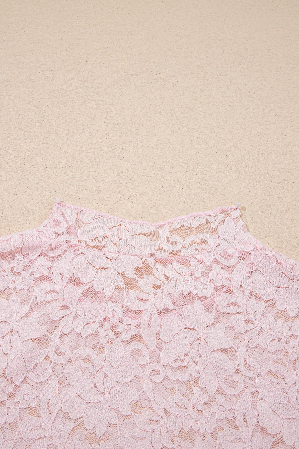 Floral Lace Long Sleeve Stand Neck Pullover Top
