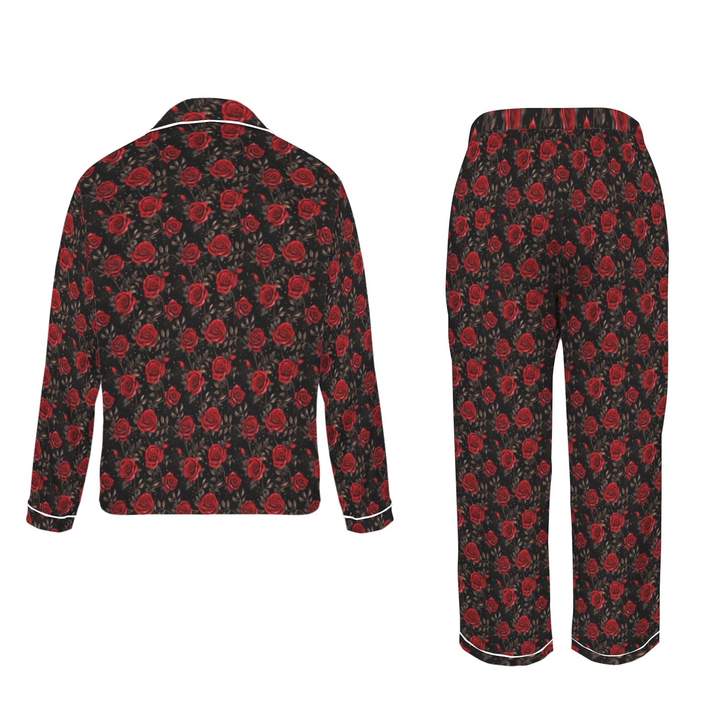 Colores De Mexico Red Roses Satin Pajama Set