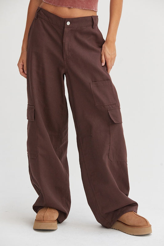 HYFVE Elastic Waist Wide-Leg Cargo Pants 30" inseam