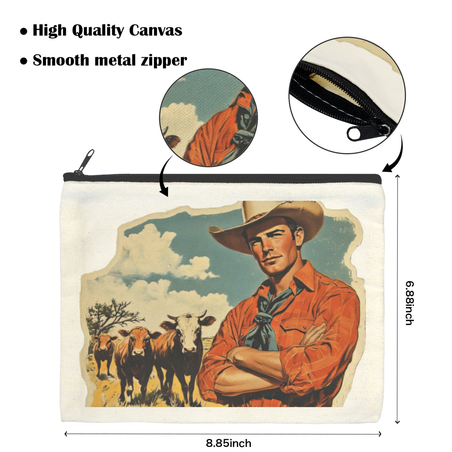 Cowboy Cattle Rancher pack of 5 Cosmetic Bags Made in America