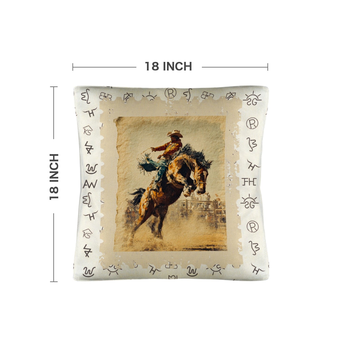 Baha Ranch Vintage Rodeo Stamp Throw Pillow Made in America