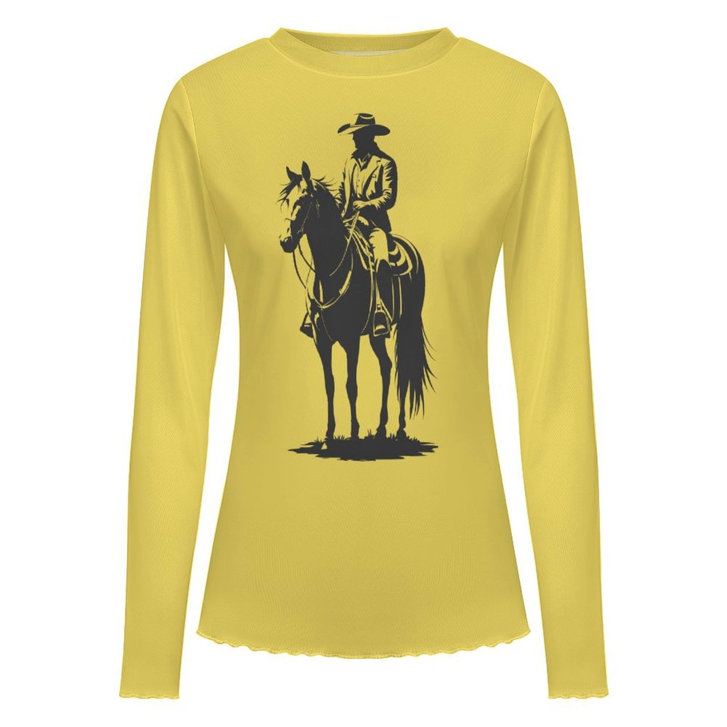 Baha Ranch Cowboy Western Long Sleeve Mesh Top