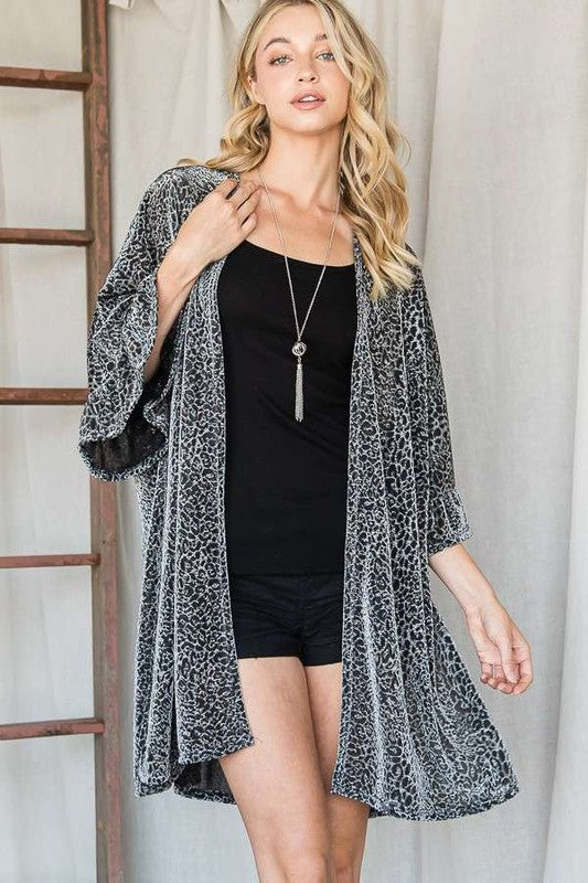 Metallic Leopard Print Kimono Duster Made in USA