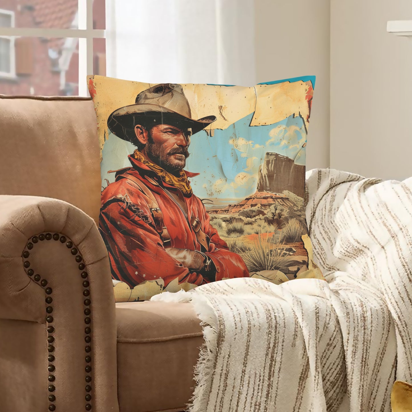 Rugged Cowboy Velvety Soft Pillow Case Made in America
