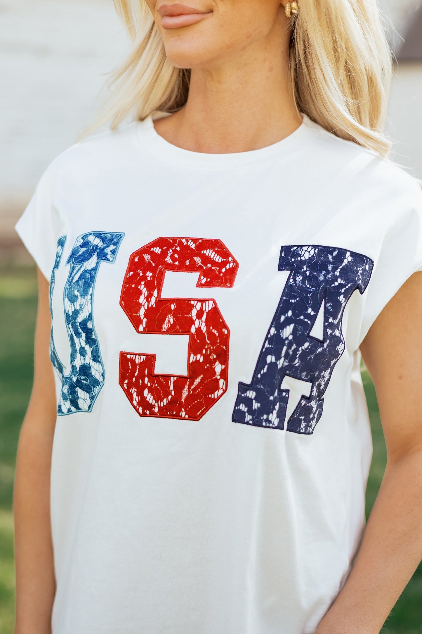 USA Colorblock Letter Dolman Sleeve Tee