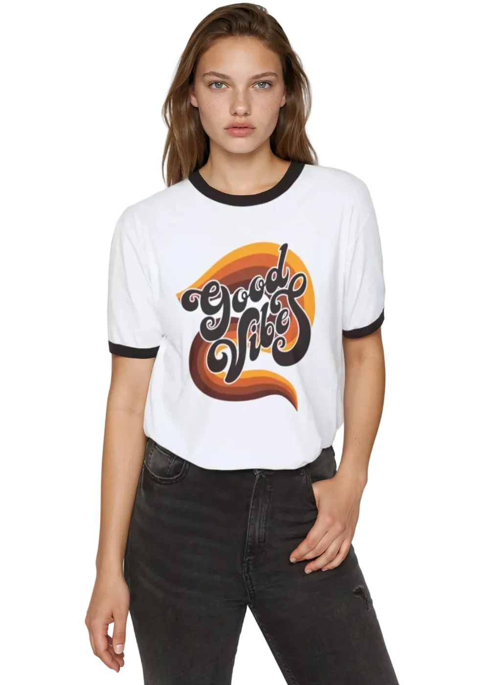 70s Good Vibes Only Oversized Ringer Tee