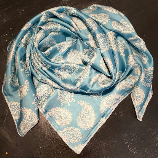 Baby Blue Paisley Wild Rag