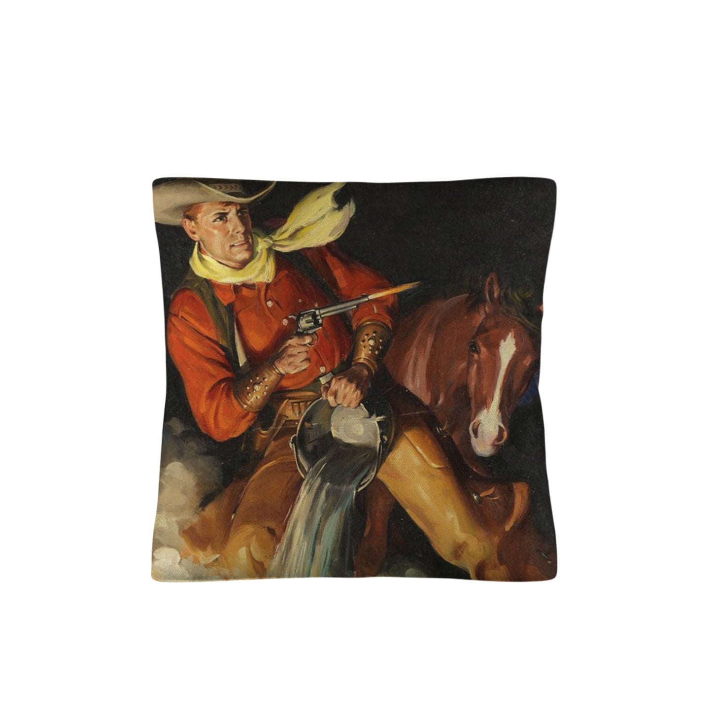 Vintage Cowboy Throw Pillow Case 18x18inch Made in America